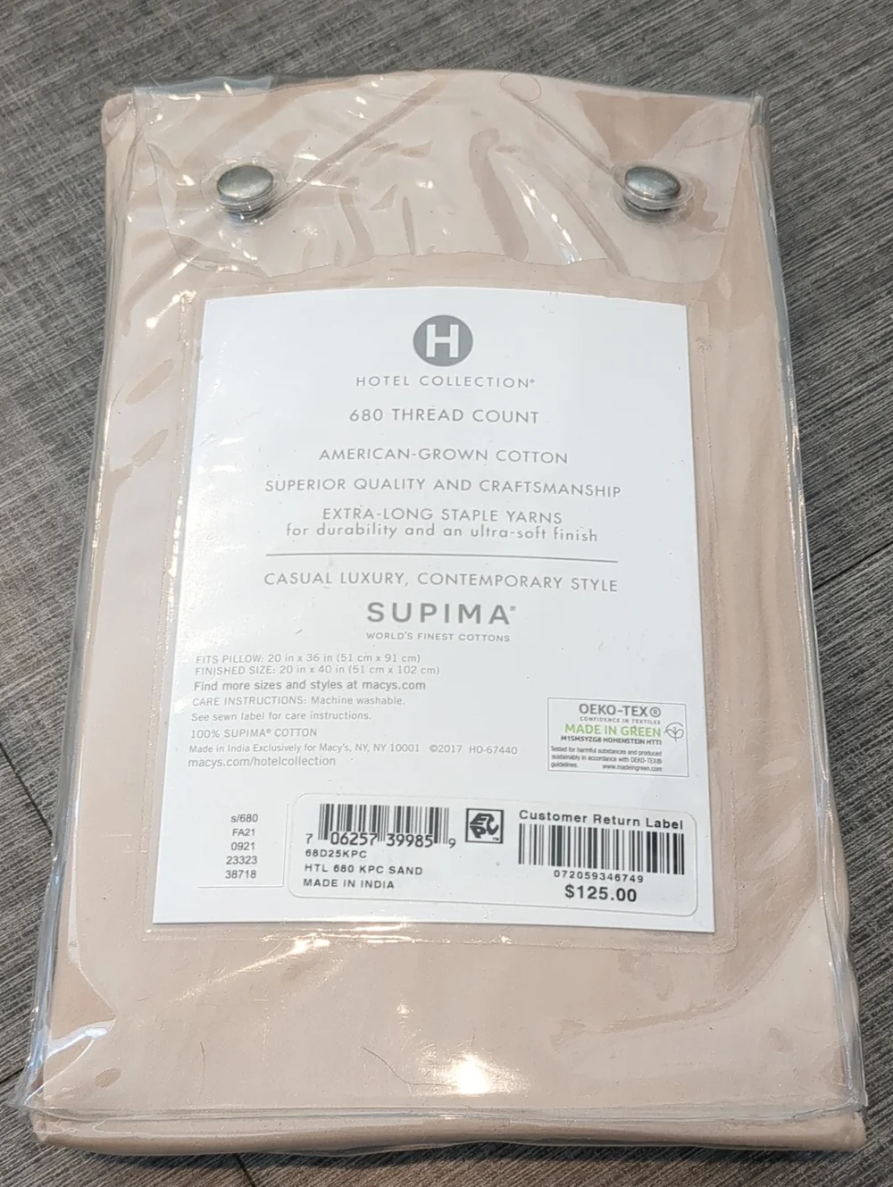 Hotel Collection Supima King Pillowcases - Neutral Tan (Sand) 680 Thread Count